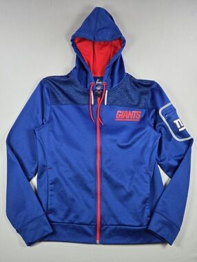 Majestic 2016 Retro Blue Zip Up Hoodie Reflective Accents Mens Medium